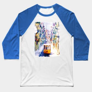 Lisbon Watercolor Cityscape Baseball T-Shirt